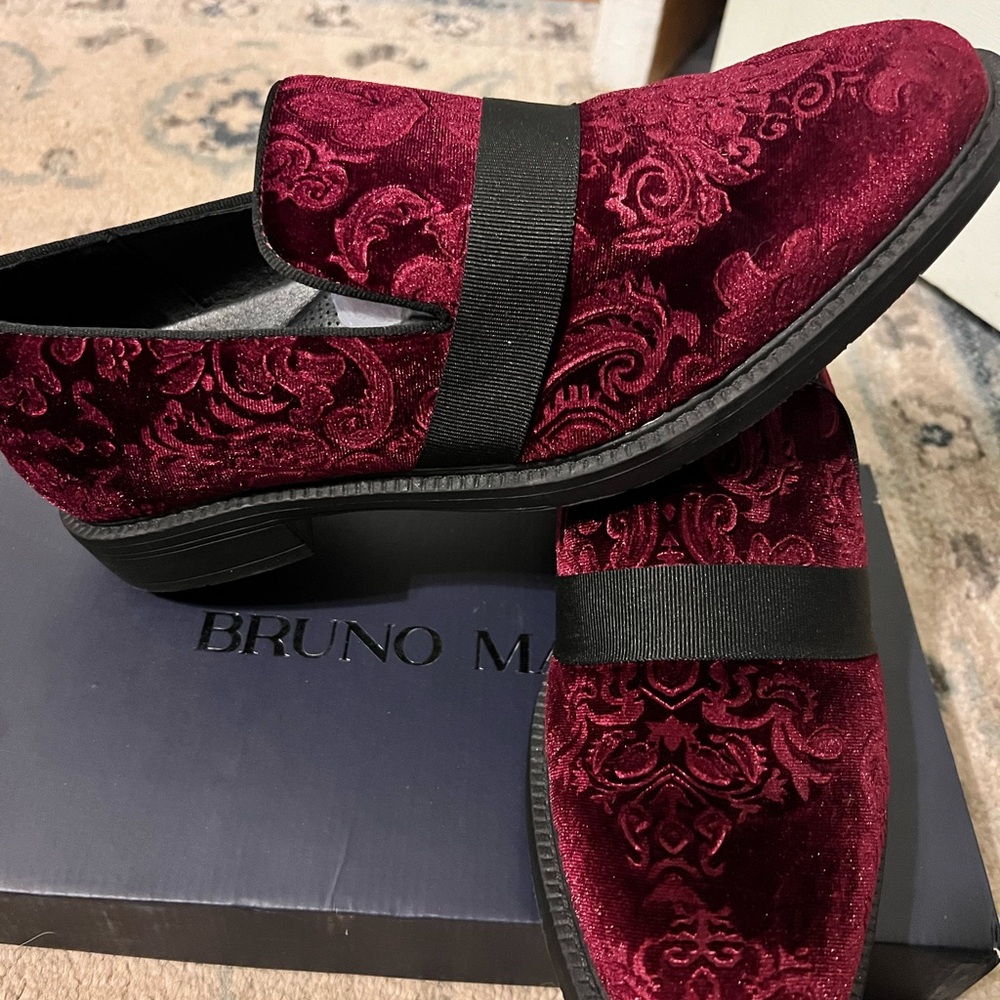 Bruno Magli Red and Black Velvet Loafers